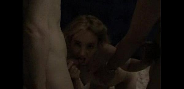  Horny blonde willingly invites multiple men to fuck and get sucked